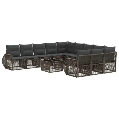 vidaXL Vrtna sedežna garnitura 12 pcs Siva in temno siva poli ratan