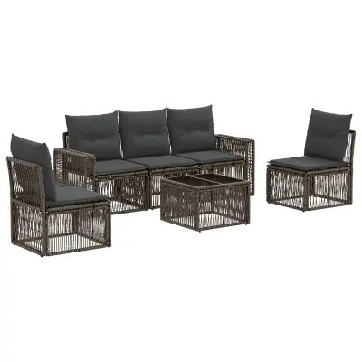 vidaXL Vrtna sedežna garnitura 6 pcs Siva in temno siva poli ratan