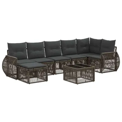vidaXL Vrtna sedežna garnitura 8 pcs Siva in temno siva poli ratan