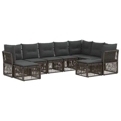 vidaXL Vrtna sedežna garnitura 9 pcs Siva poli ratan