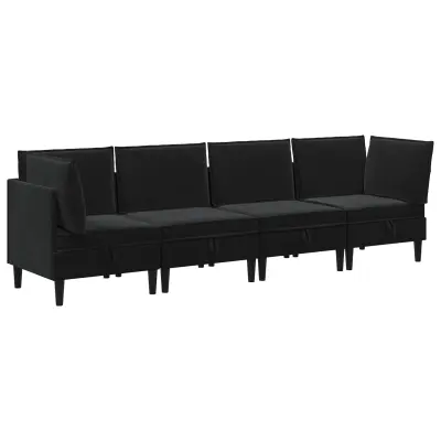vidaXL Komplet pohištva za dnevno sobo z blazino 4 pcs Črna Žamet