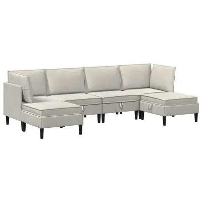 vidaXL Komplet pohištva za dnevno sobo z blazino 6 pcs Krem Žamet
