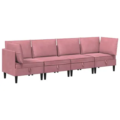 vidaXL Komplet pohištva za dnevno sobo z blazino 4 pcs Roza Žamet
