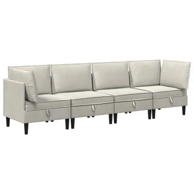 vidaXL Komplet pohištva za dnevno sobo z blazino 4 pcs Krem Žamet