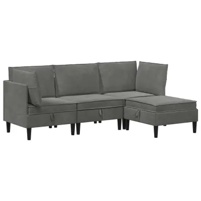 vidaXL Komplet pohištva za dnevno sobo 4 pcs Temno siva Žamet