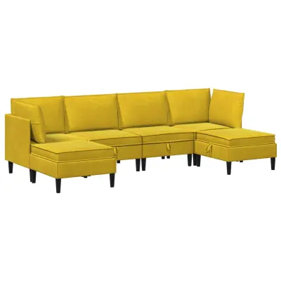 vidaXL Komplet pohištva za dnevno sobo z blazino 6 pcs Rumena Žamet