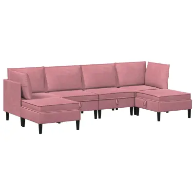 vidaXL Komplet pohištva za dnevno sobo z blazino 6 pcs Roza Žamet