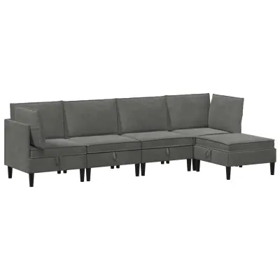 vidaXL Komplet pohištva za dnevno sobo 5 pcs Temno siva Žamet