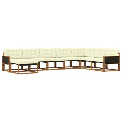 vidaXL Zunanja garnitura za sedenje z blazino 8 pcs Naravna in smetana
