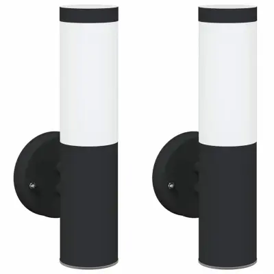 vidaXL Zunanja stenska luč 2 pcs Črna 15 x 7,5 x 33 cm