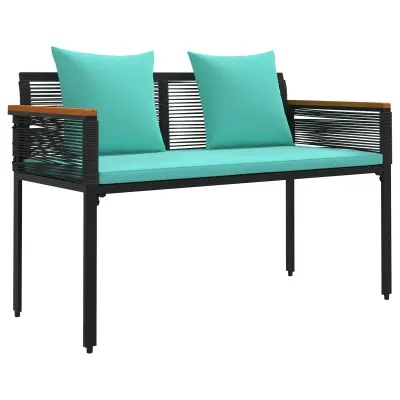 vidaXL Zunanja klop Črna in turkizna 117 x 54 x 74.5 cm poli ratan