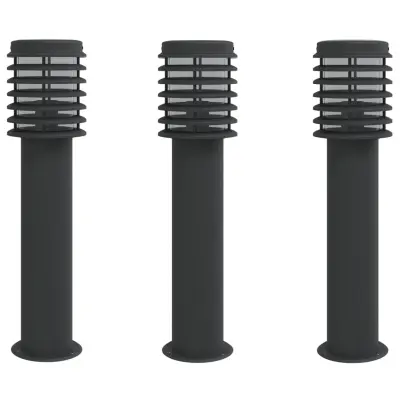 vidaXL Zunanja talna svetilka 3 kosi črna 60 cm nerjaveče jeklo