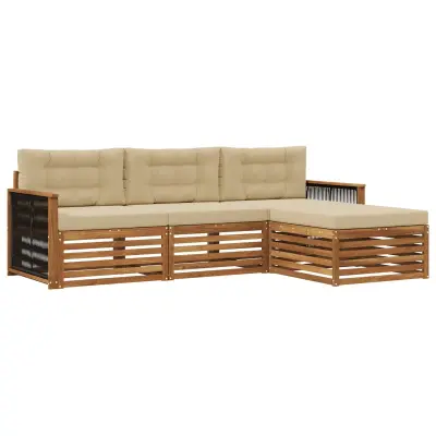 vidaXL Zunanja garnitura za sedenje Naravna in bež 249 x 162,5 x 73 cm