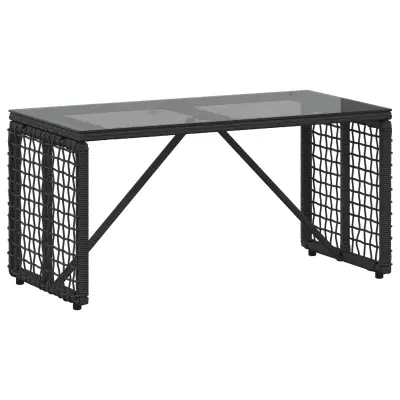 vidaXL Zunanja miza Črna 80 x 40 x 40 cm PE Ratan in Steklo