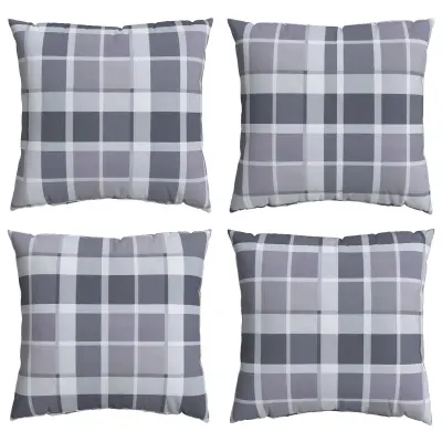 vidaXL Zunanja blazina Karirano 4 pcs Siv karirani 60 x 60 cm Blago