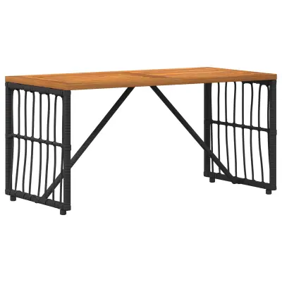 vidaXL Zunanja miza Črna 80 x 40 x 40 cm Jeklo in poli ratan