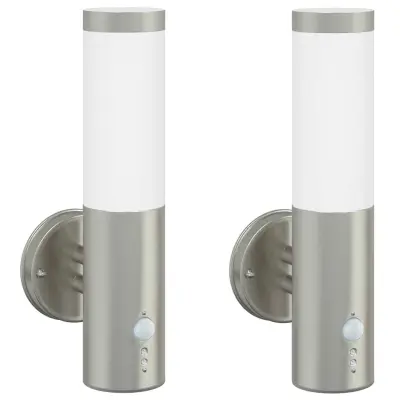 vidaXL Zunanja stenska luč 2 pcs srebrna 15 x 7,5 x 33 cm