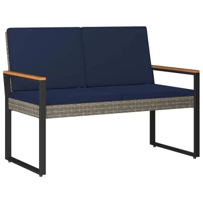 vidaXL Zunanja klop z blazino Siva in mornarsko modra 107 x 61 x 80 cm