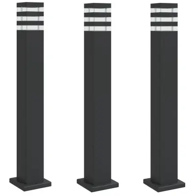 vidaXL Zunanja talna svetilka 3 kosi črna 80 cm aluminij