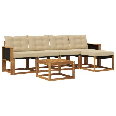 vidaXL Zunanja garnitura za sedenje z blazino 6 pcs Naravna in bež