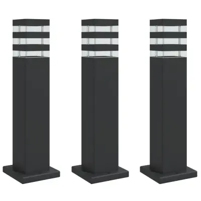 vidaXL Zunanja talna svetilka 3 kosi črna 50 cm aluminij
