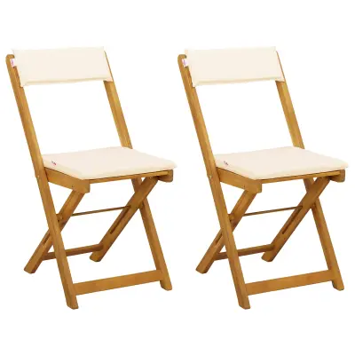 vidaXL Zunanje bistro stolice 2 pcs Kremno bela 40 x 53 x 80 cm