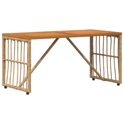 vidaXL Zunanja miza Naravna 80 x 40 x 40 cm Jeklo in poli ratan