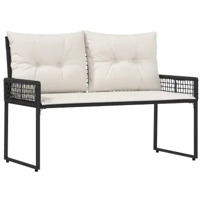 vidaXL Zunanja klop z blazino Črna in krem bela 118 x 55 x 82 cm