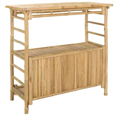 vidaXL Zunanja barska miza s polico Naravna 110 x 50 x 105 cm Bambus