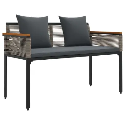 vidaXL Zunanja klop Siva in temno siva 117 x 54 x 74.5 cm poli ratan