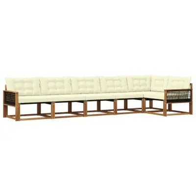 vidaXL Zunanja garnitura za sedenje z blazino 6 pcs Naravna in smetana