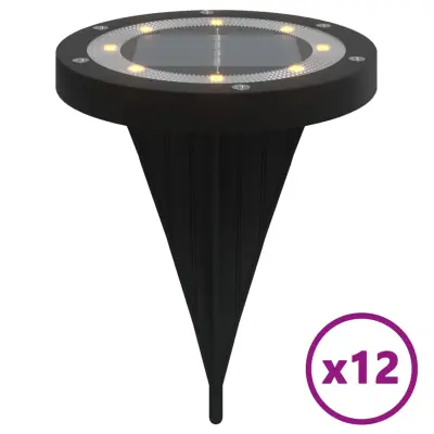 vidaXL Solarne talne svetilke s konicami zunanje 12 kosov toplo bele