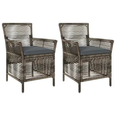 vidaXL Zunanja stolica z blazino 2 pcs Siva in temno siva poli ratan