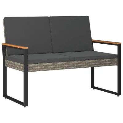 vidaXL Zunanja klop Siva in temno siva 107 x 61 x 80 cm poli ratan