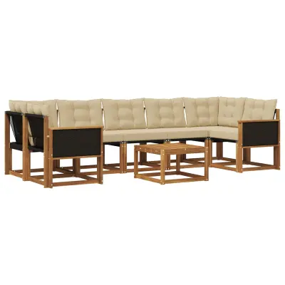 vidaXL Zunanja garnitura za sedenje z blazino 8 pcs Naravna in bež