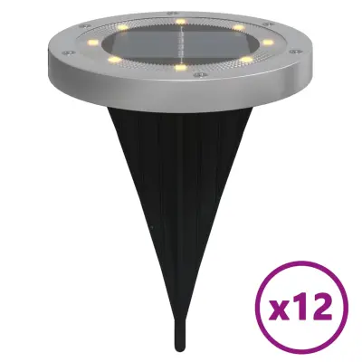 vidaXL Solarne talne svetilke s konicami zunanje 12 kosov toplo bele