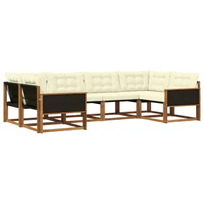 vidaXL Zunanja garnitura za sedenje z blazino 6 pcs Naravna in smetana