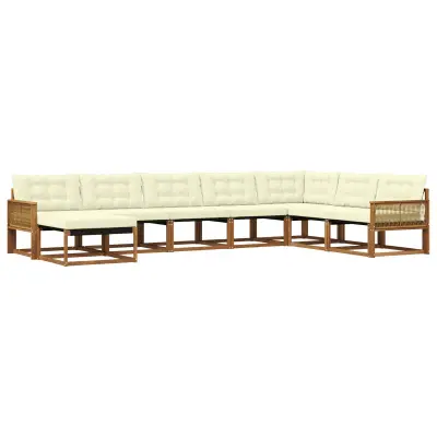 vidaXL Zunanja garnitura za sedenje z blazino 8 pcs Naravna in smetana