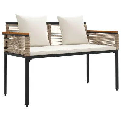 vidaXL Zunanja klop Bež in smetanasto bela 117 x 54 x 74.5 cm