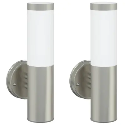 vidaXL Zunanja stenska luč 2 pcs srebrna 15 x 7,5 x 33 cm
