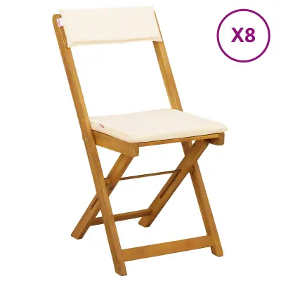 vidaXL Zunanje bistro stolice 8 pcs Kremno bela 40 x 53 x 80 cm