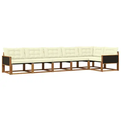 vidaXL Zunanja garnitura za sedenje z blazino 6 pcs Naravna in smetana