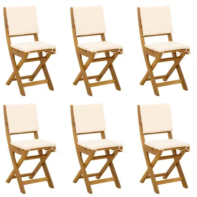 vidaXL Zunanje bistro stolice 6 pcs Kremno bela 38 x 46 x 85 cm