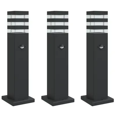 vidaXL Zunanja talna svetilka s senzorjem 3 kosi črna 50 cm aluminij