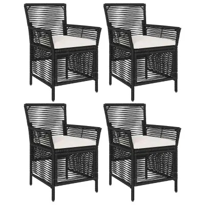 vidaXL Zunanja stolica z blazino 4 pcs Črna in krem poli ratan