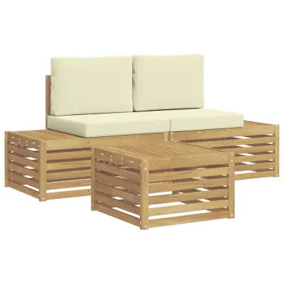 vidaXL Zunanja garnitura za sedenje Bela 59 x 59 x 37 cm Poliester