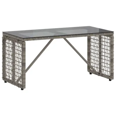 vidaXL Zunanja miza Siva in črna 80 x 40 x 40 cm PE Ratan in Steklo