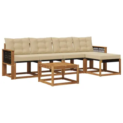 vidaXL Zunanja garnitura za sedenje z blazino 6 pcs Naravna in bež