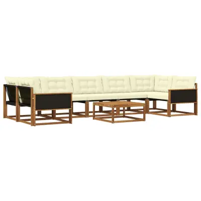 vidaXL Zunanja garnitura za sedenje z blazino 8 pcs Naravna in smetana