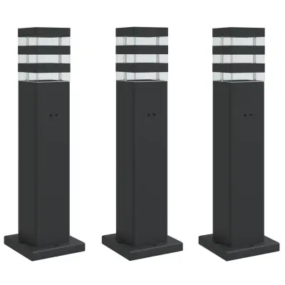 vidaXL Zunanja talna svetilka z vtičnico 3 kosi črna 50 cm aluminij